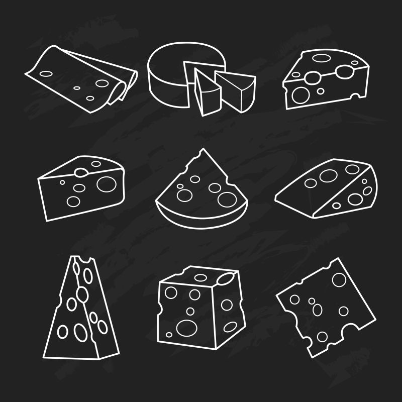 矢量线描风格的奶酪插图