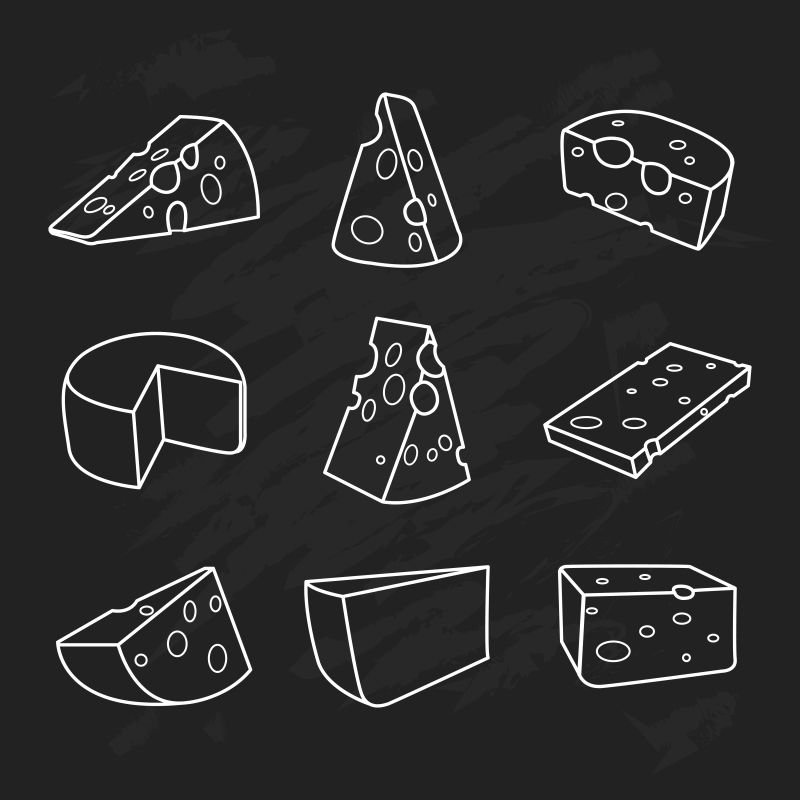 创意矢量手绘奶酪设计插图