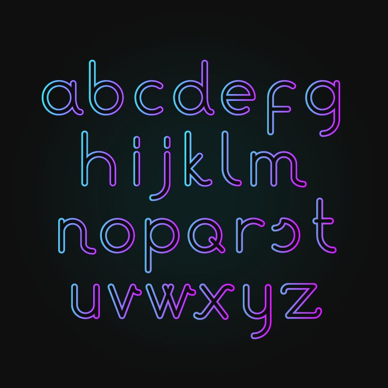 创意矢量紫色霓虹灯字母设计