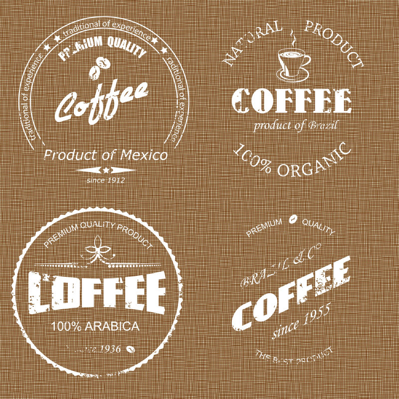 创意矢量现代咖啡文字元素的图标设计