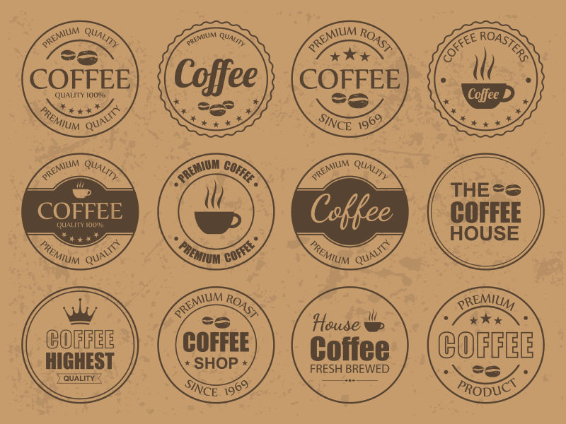 创意矢量咖啡复古图标设计