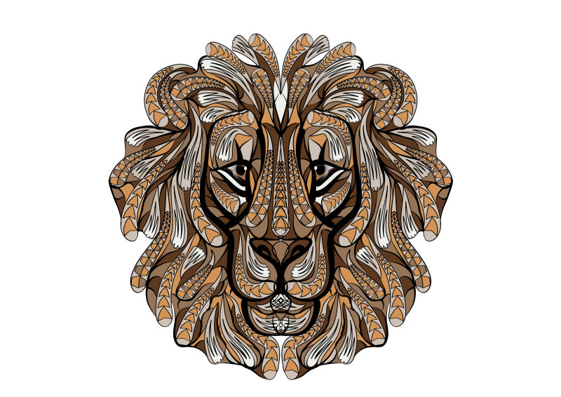 矢量彩色狮子图案设计