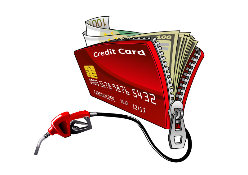 矢量加油信用卡概念插图设计