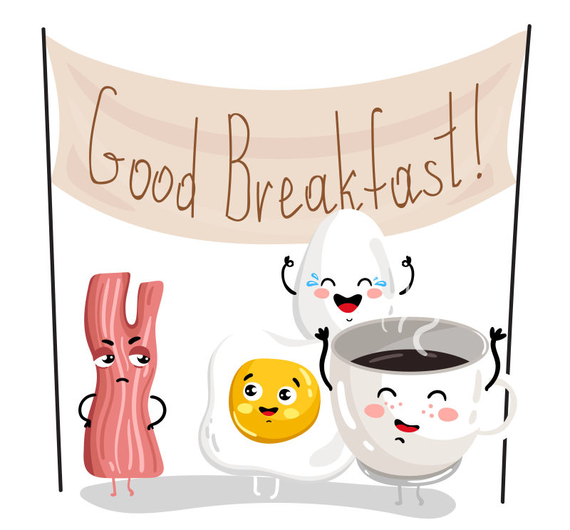 创意矢量可爱的早餐人物插图