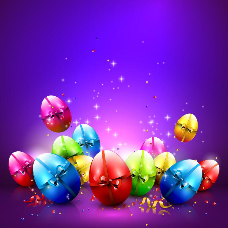 矢量复活节背景与彩色鸡蛋