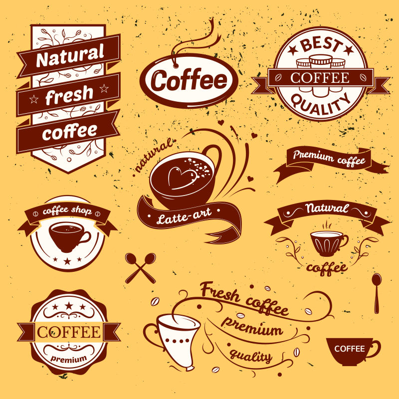 抽象矢量咖啡店标志设计