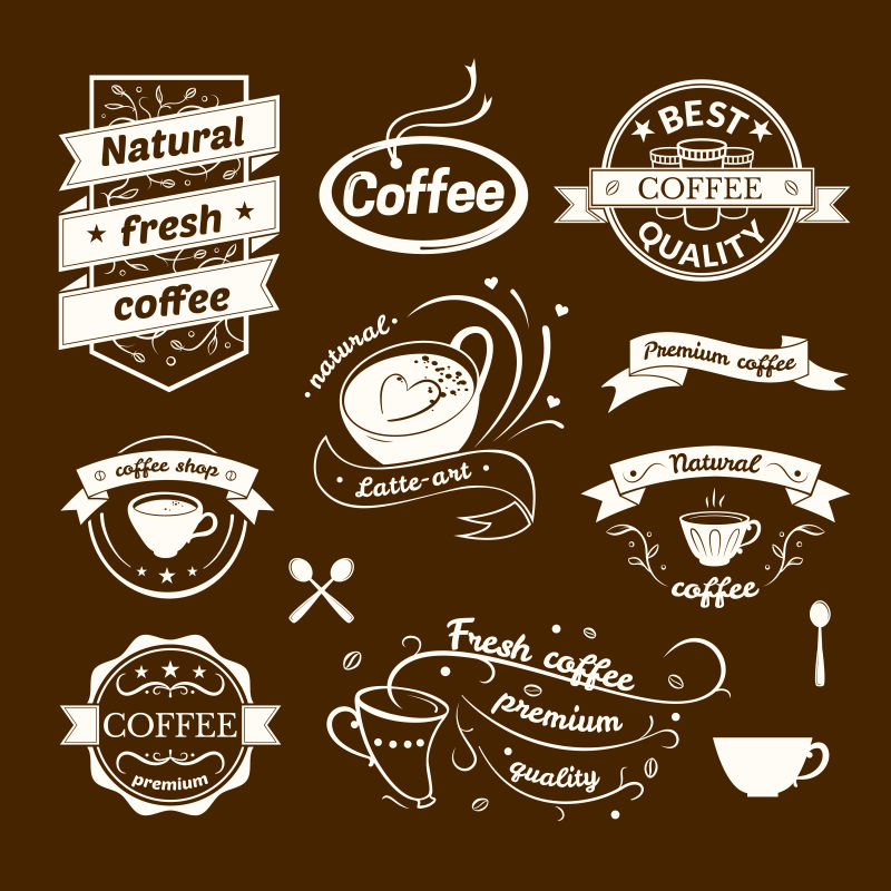 抽象矢量复古咖啡店标志设计