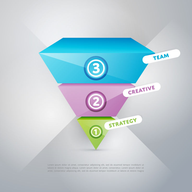 创意矢量商业倒三角元素的信息图表设计