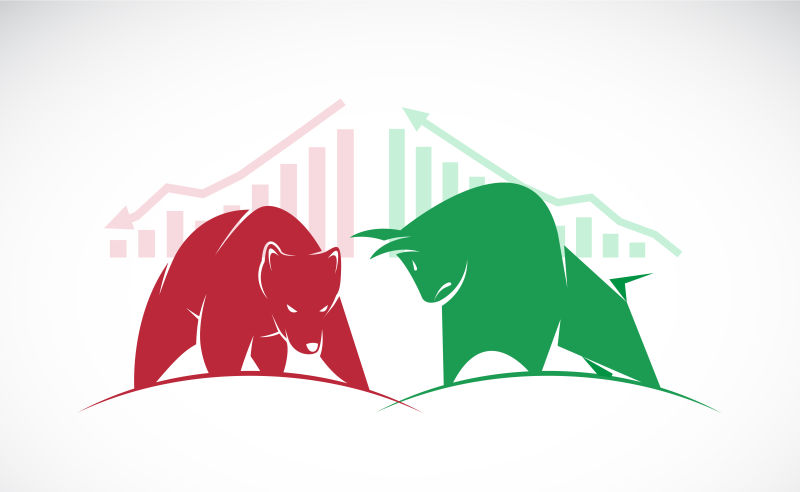 矢量公牛和熊市向量的股票市场趋势