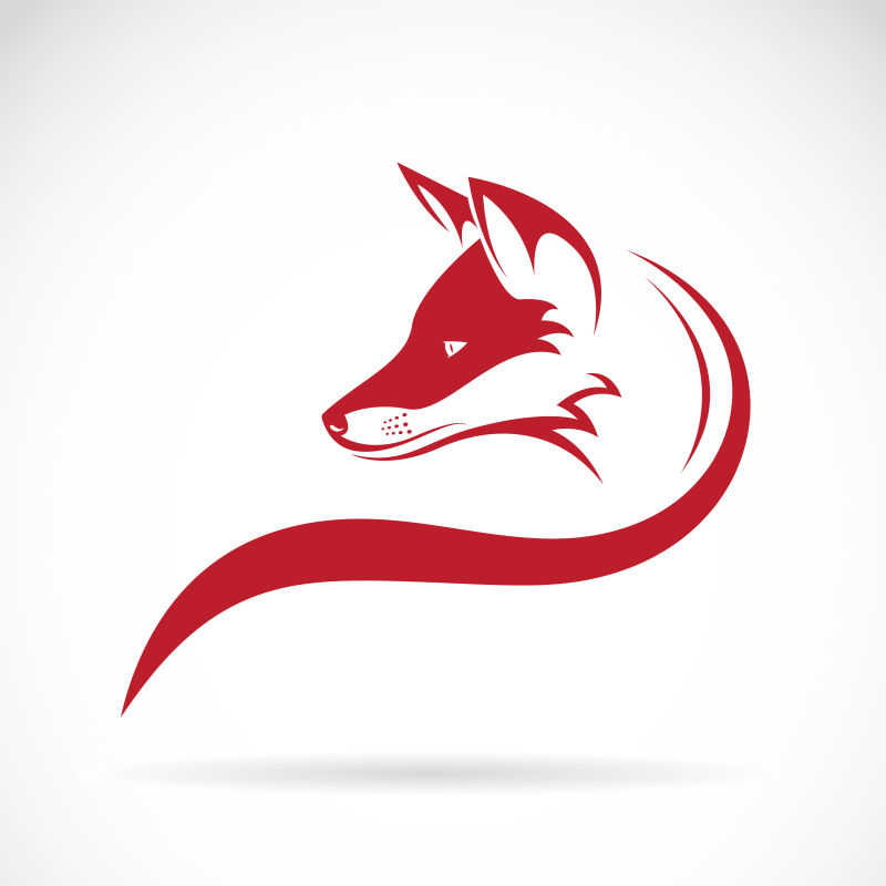 矢量红狐狸头部logo设计