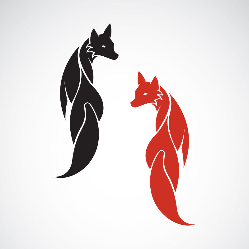 红和黑色狐狸矢量