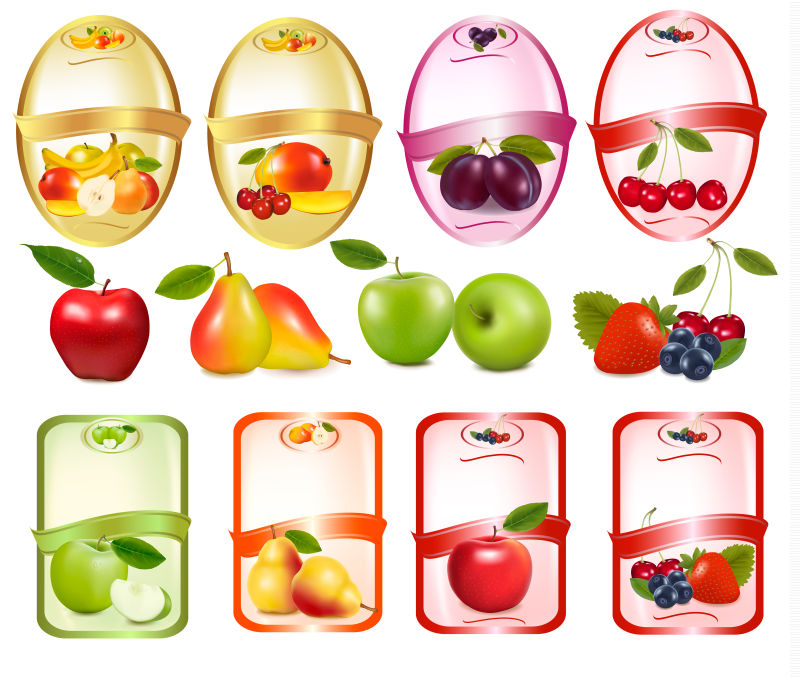 创意矢量水果元素的标签设计