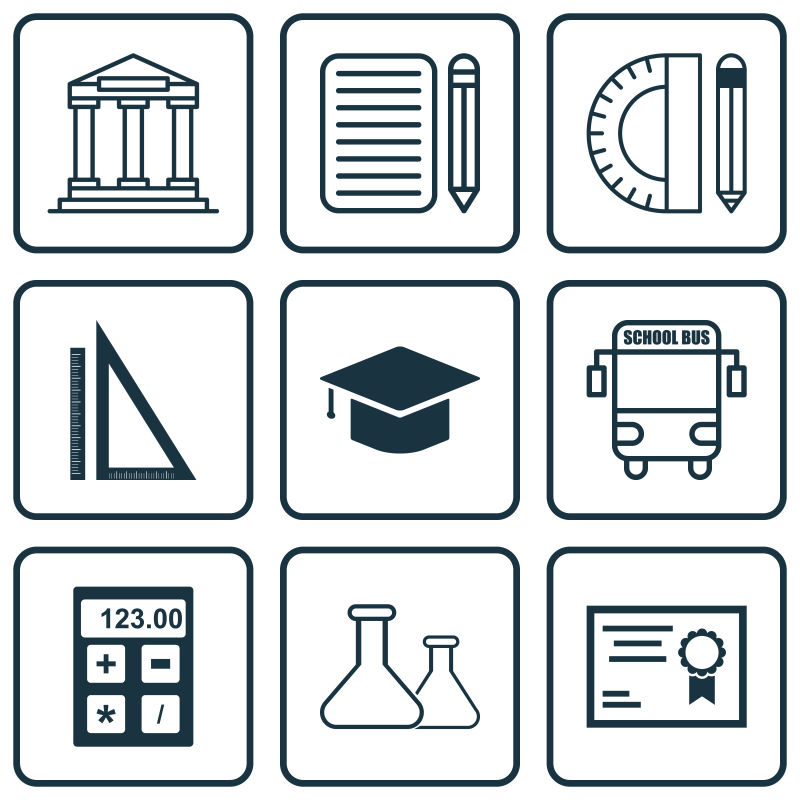 矢量9个教育图标
