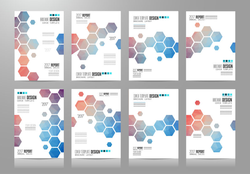 抽象的六角形封面背景宣传册设计矢量图