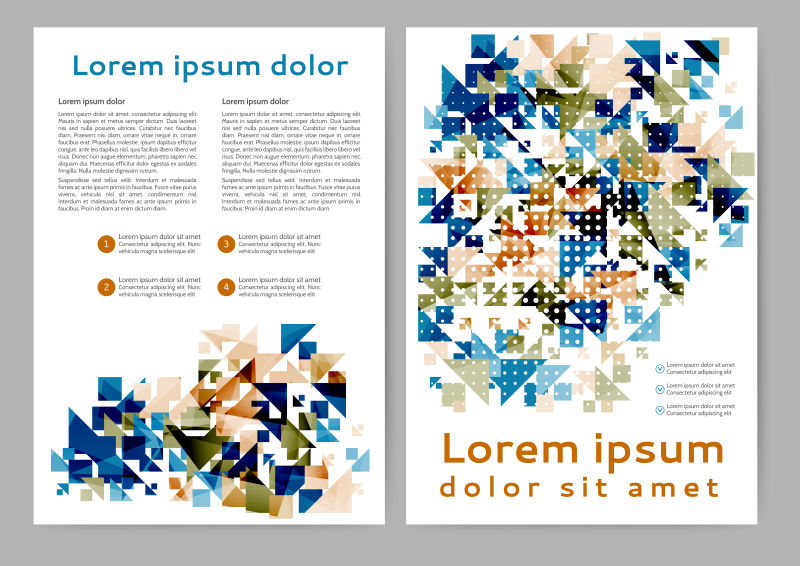 抽象彩色马赛克宣传册设计矢量图