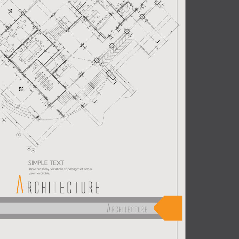 创意矢量建筑元素的平面设计蓝图