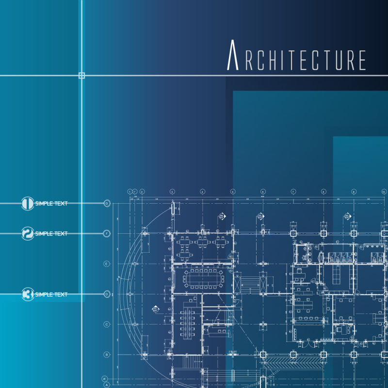 创意矢量蓝色现代建筑设计插图