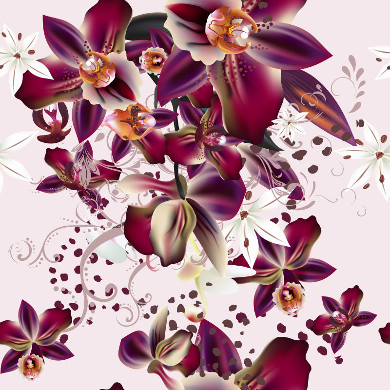 创意矢量美丽花卉装饰的手绘插图