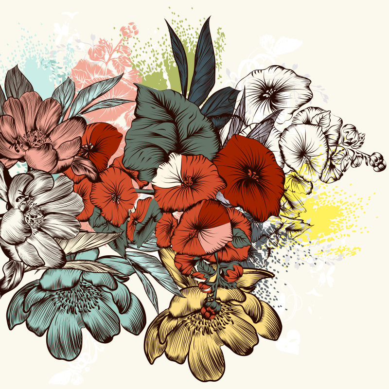 抽象矢量花卉元素的设计插图