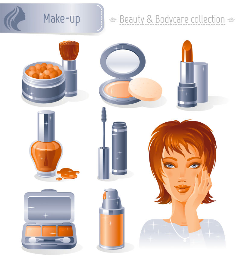 女性化妆品矢量插图设计