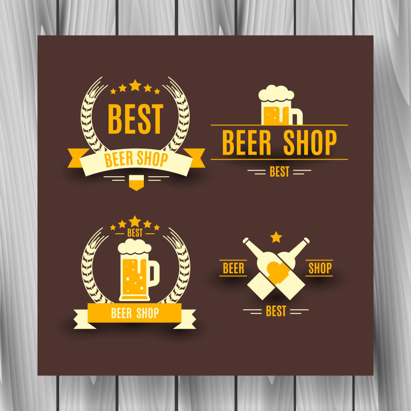 抽象矢量啤酒平面标志设计