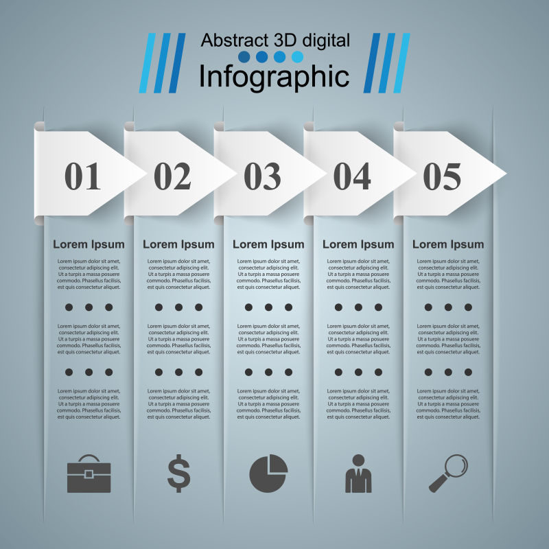 创意矢量现代商业三维标签元素的信息图表设计