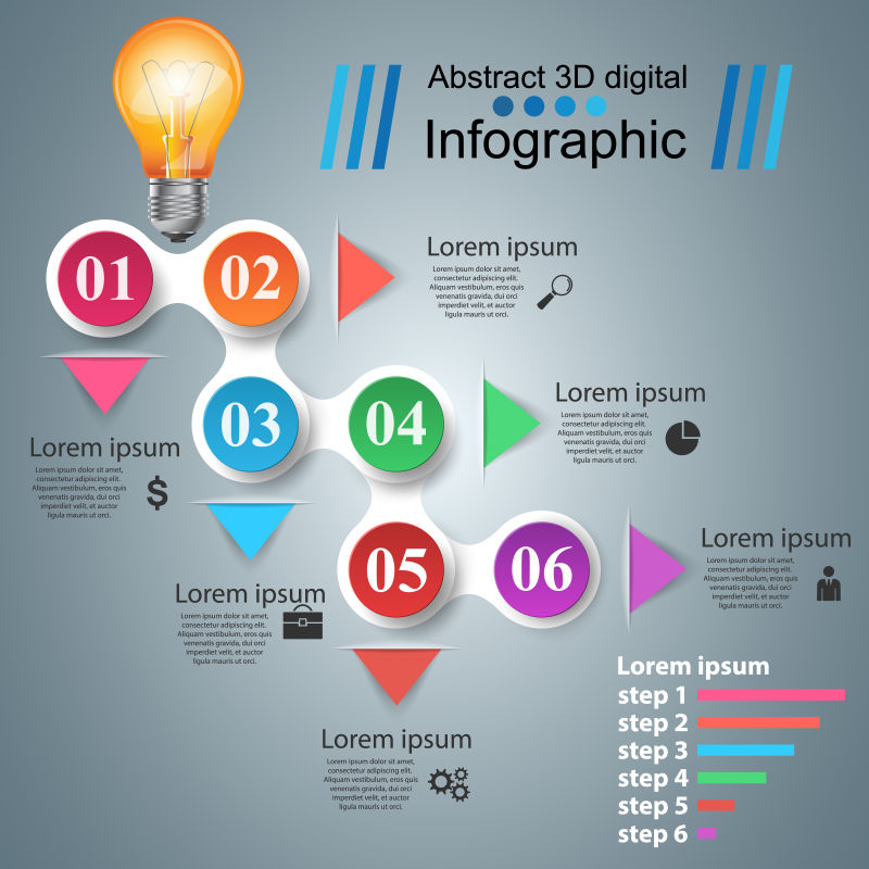 创意矢量现代三维数字元素的商务信息图表