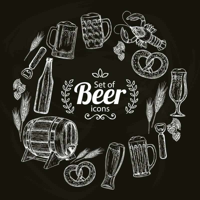 矢量形框架与啤酒图标设计