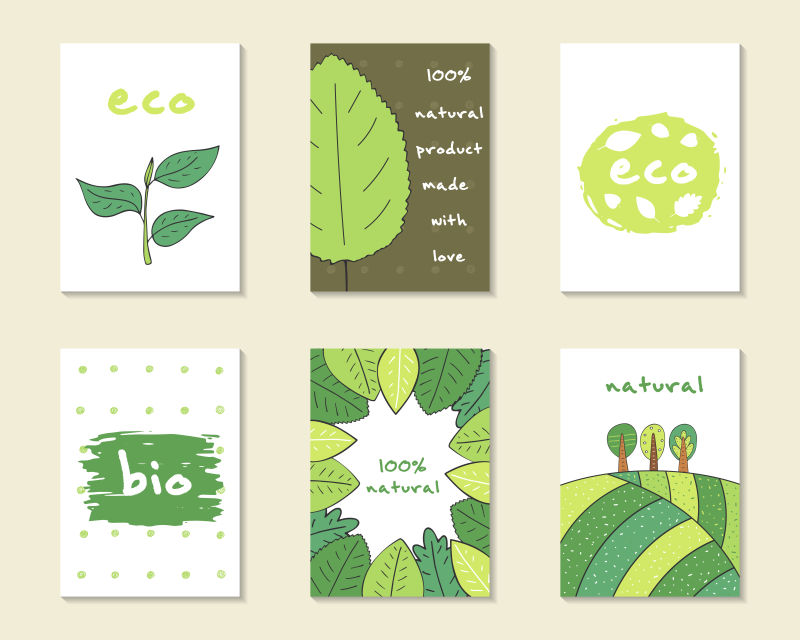 矢量设计可爱手绘生态卡片