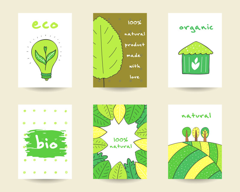 矢量设计手绘生态卡片