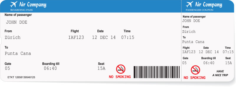 航空公司登机牌机票式样矢量图