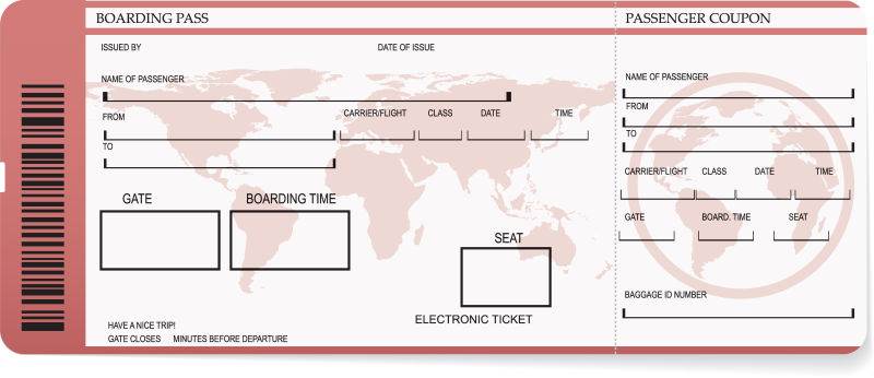 一张空白登机牌矢量图