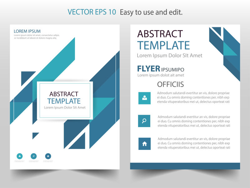 矢量蓝色几何元素的商业宣传单