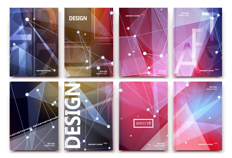 抽象矢量现代彩色几何风格的宣传册设计