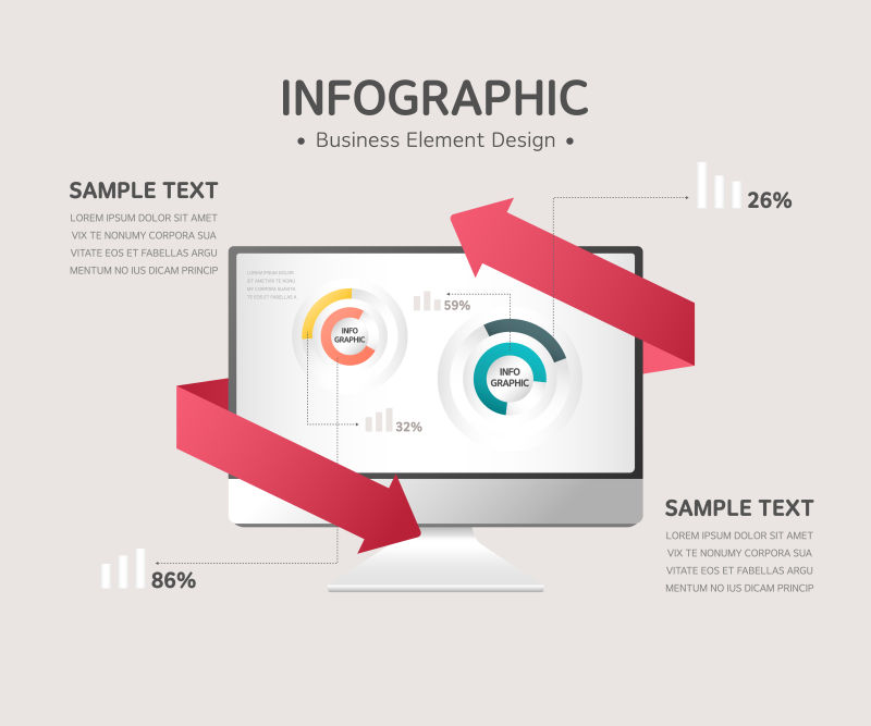 矢量商业电脑箭头信息设计