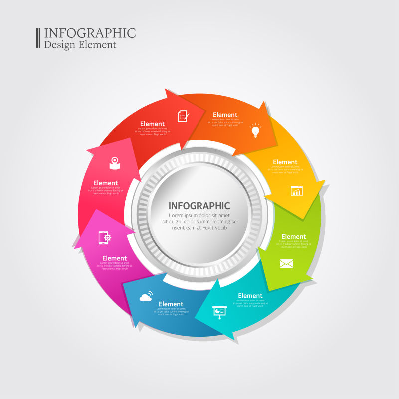 创意矢量彩色圆形循环信息图表设计