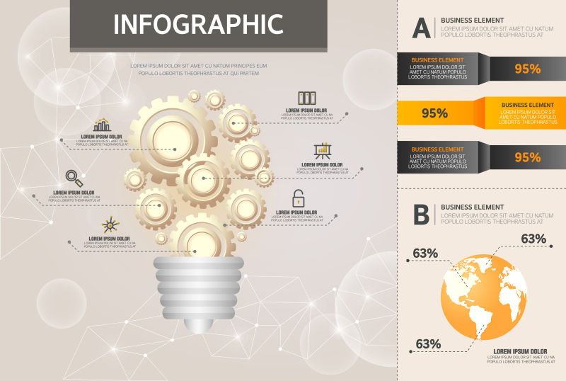创意矢量灯泡元素的信息图表