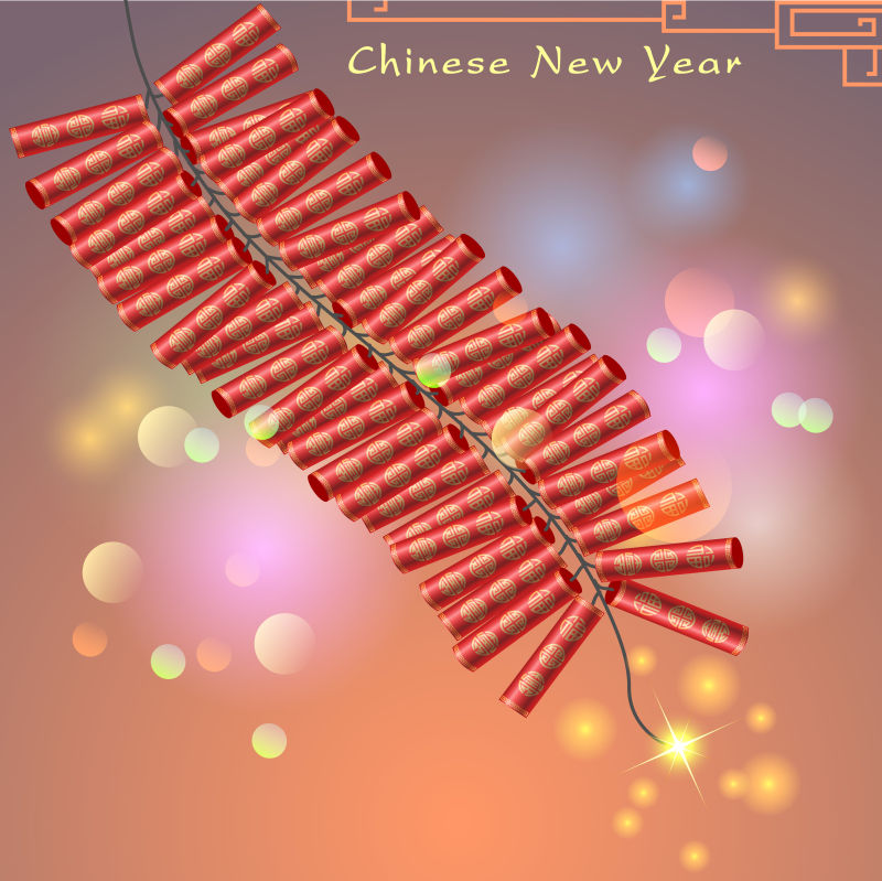矢量中国新年鞭炮设计