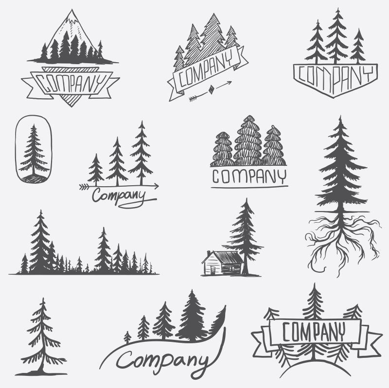 矢量的森林主题标签设计