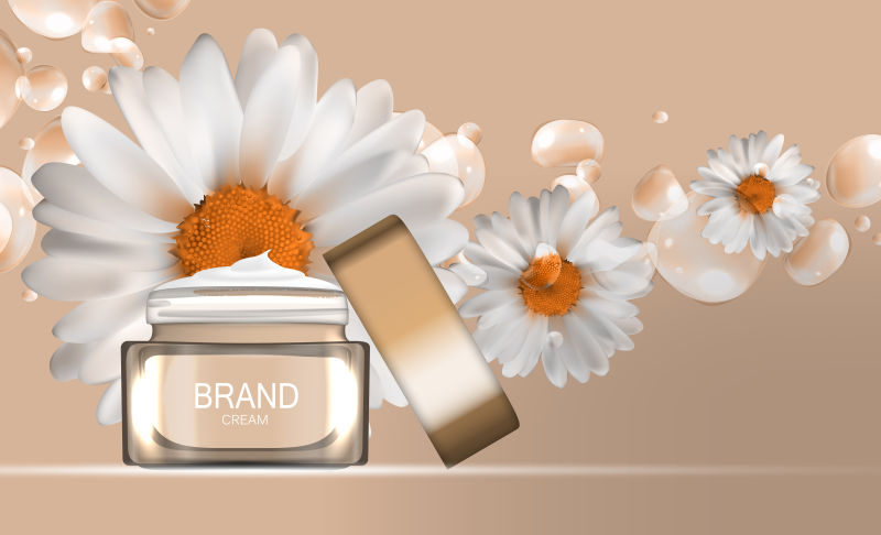 抽象矢量雏菊元素的化妆品广告海报设计