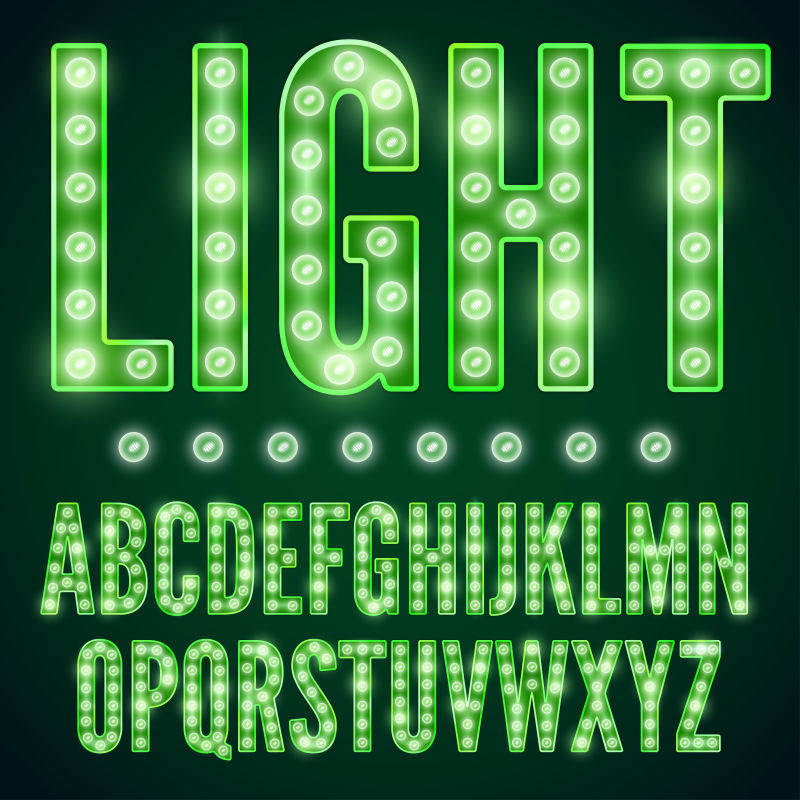 创意矢量绿色荧光灯字体设计