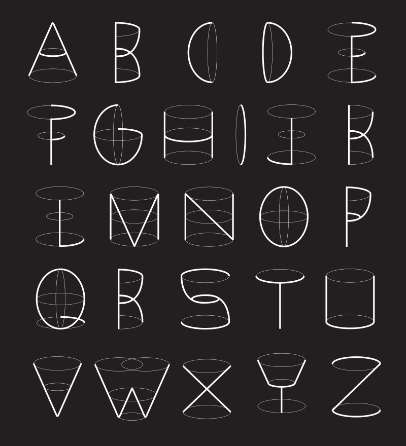 抽象矢量简线手绘字体设计