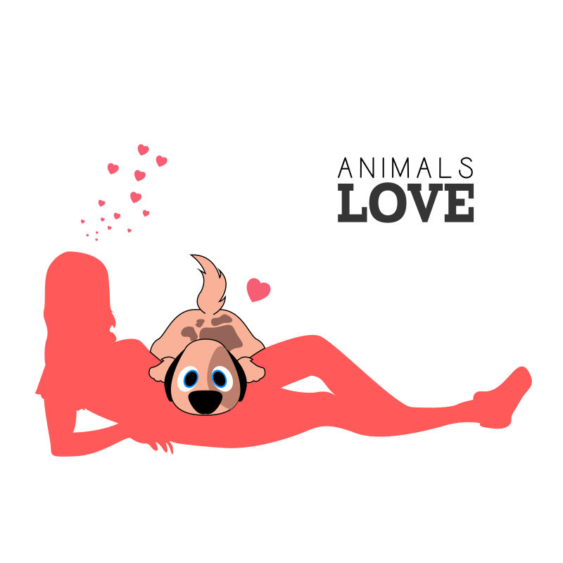 创意矢量动物的爱概念插图