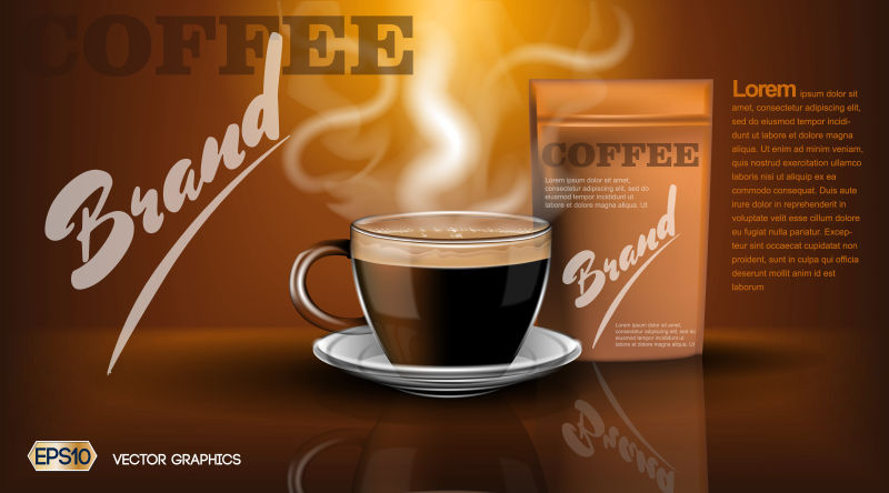 创意矢量平面风格的咖啡广告海报设计