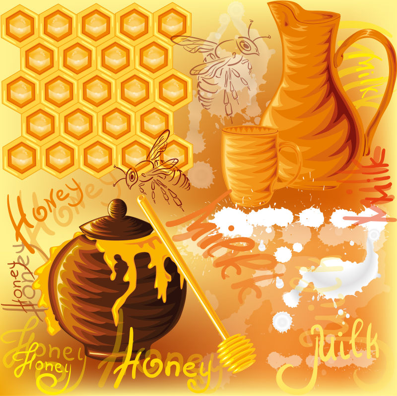 矢量蜜蜂和其他元素的设计