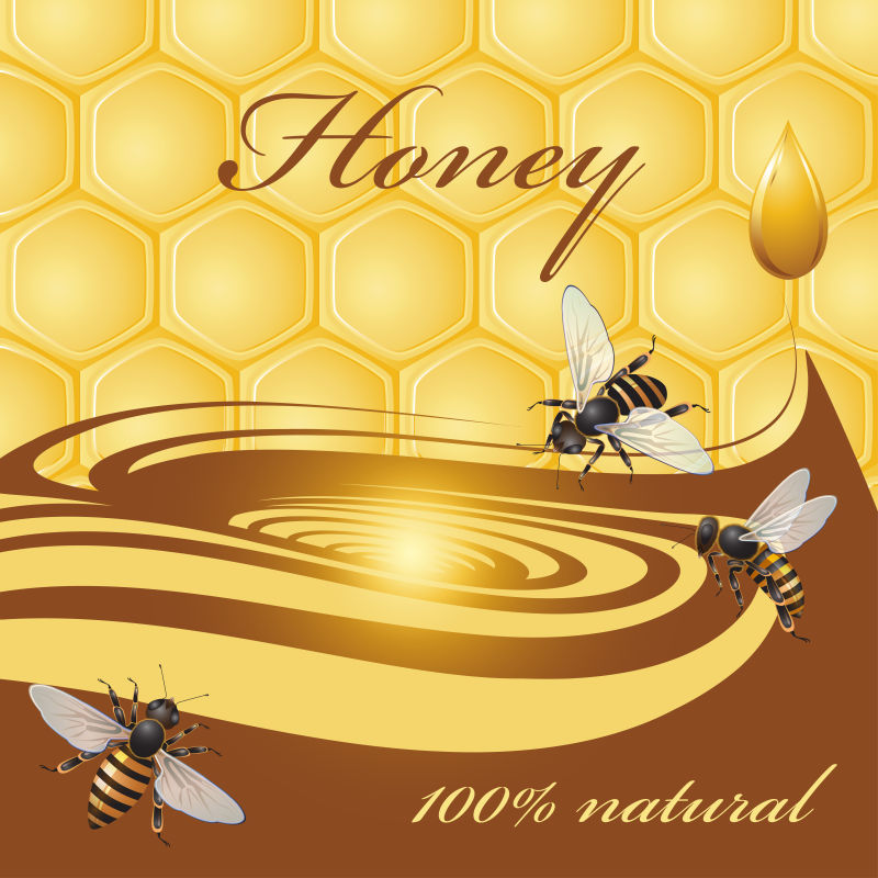 蜂蜜和背景蜜蜂