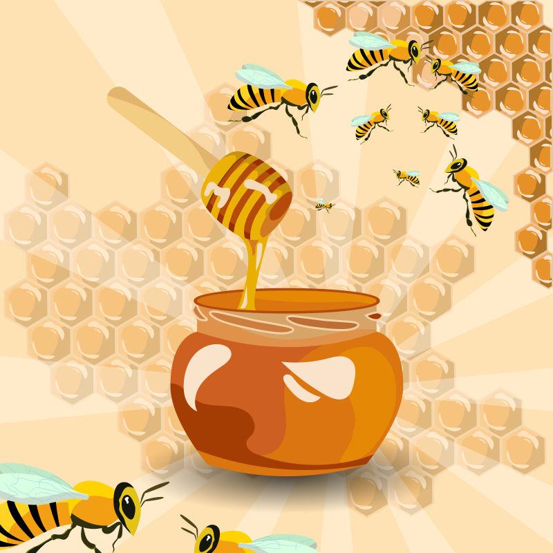 蜂蜜矢量插图