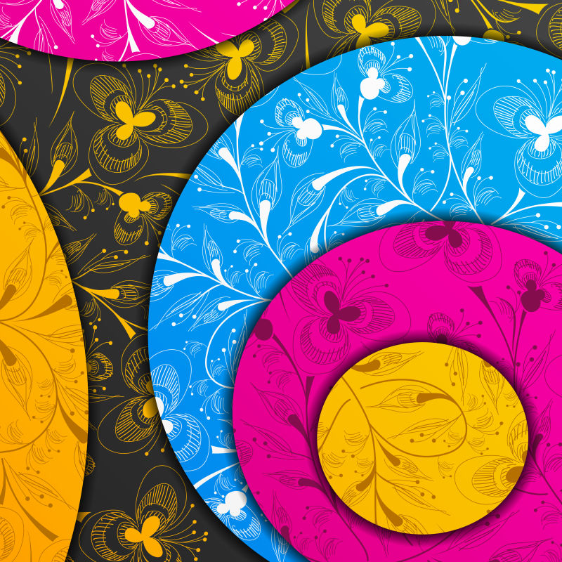 彩色民族花卉图案背景矢量设计