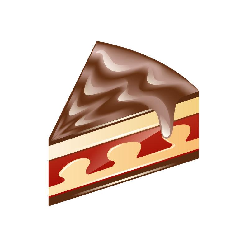 一块带巧克力的海绵蛋糕矢量插图