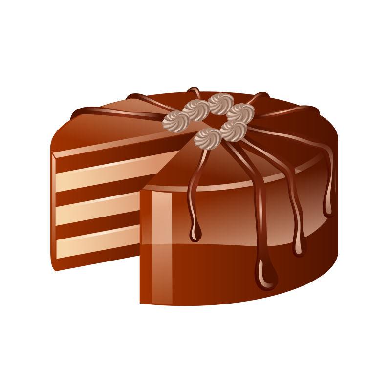 隔离的巧克力蛋糕矢量插图